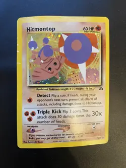 Pokemon TCG Hitmontop Neo Discovery Holo Card 3/75 Unlimited Rare - Image 1