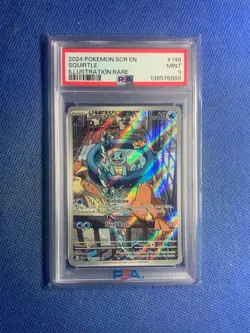 Pokemon Squirtle TCG Stellar Crown Illustration Rare Holo Card 148/142 PSA 9 - Image 1