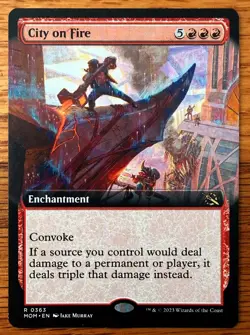 MTG City on Fire NM - Extended Art - March of the Machine, English - Image 1