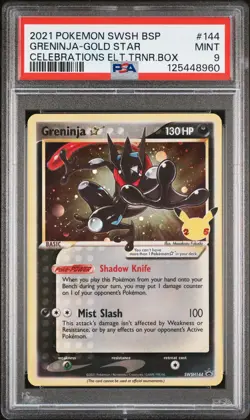 PSA 9 Greninja gold Star SWSH144 Celebrations Elite Trainer Box Promo POKEMON - Image 1