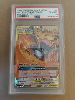 PSA 10 Moltres & Zapdos & Articuno GX Tag Team 44/68 Hidden Fates Pokemon TCG - Image 1
