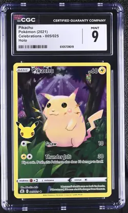 CGC 9 Pikachu 005/025 Celebrations Holo Rare Full Art POKEMON - Image 1