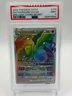 Pokemon Charizard VSTAR Brilliant Stars #174 Secret Rare Rainbow - PSA 9 MINT 🔥 - Image 1