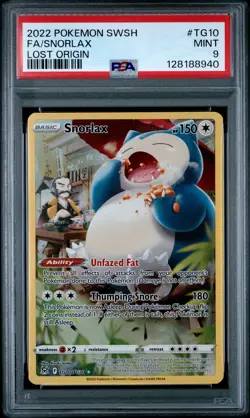 2022 Pokemon Sword & Shield Lost Origin #TG10 Fa/Snorlax PSA 9 - Image 1