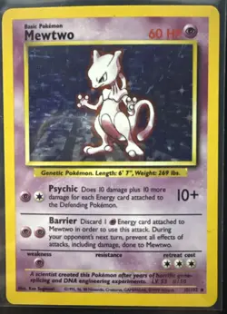 Pokemon TCG Mewtwo Base Set 10/102 Holo 1999-2000 Wizards Base Set Copyright... - Image 1