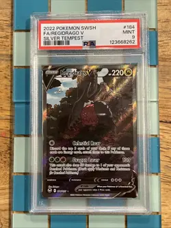 GRADED PSA 9 2022 Pokemon SWSH FA/Regidrago V Silver Tempest #184 - Image 1