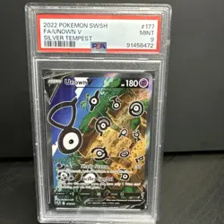 2022 POKEMON SWORD & SHIELD SILVER TEMPEST #177 FULL ART/UNOWN V PSA 9 - Image 1