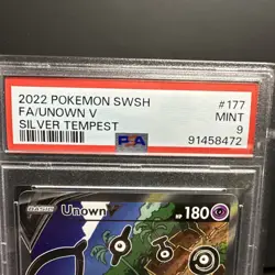 2022 POKEMON SWORD & SHIELD SILVER TEMPEST #177 FULL ART/UNOWN V PSA 9 - Image 2