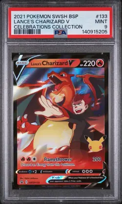 #2 2021 Pokemon SWSH BSP Celebrations Collection #133 Lance's Charizard V PSA 9 - Image 1