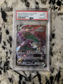 2021 POKEMON JPN SWORD & SHIELD VMAX CLIMAX #252 FULL ART/RAYQUAZA VMAX PSA 10 - Image 1