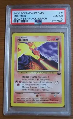 2000 Pokemon Promo Black Star Aoki Error #21 MOLTRES GEM MINT PSA 10 - Image 1