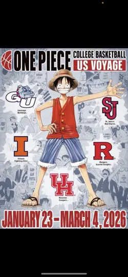 One Piece Monkey.D.Luffy US College Basketball Promo Card PRESALE 02/07 Rutgers - Image 1