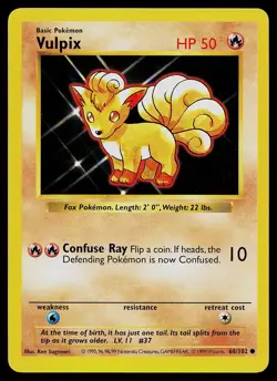 Pokemon Card - Vulpix Base Set (Shadowless) 68/102 Common - Image 1