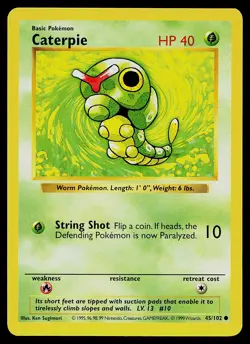 Pokemon Card - Caterpie Base Set (Shadowless) 45/102 Common - Image 1