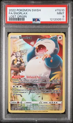 2022 Pokemon SWSH Snorlax Lost Origin #TG10 PSA 9 - Image 1