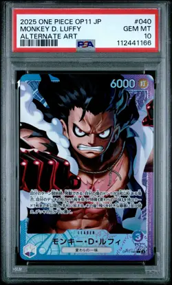 2025 ONE PIECE JAPANESE MONKEY D. LUFFY LEADER ALTERNATE ART OP11-040 PSA 10 - Image 1