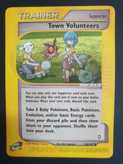 Town Volunteers 136/147 Trainer - Aquapolis - Pokemon Ereader Card - Excellent - Image 1