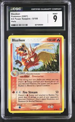 CGC 9 MINT Blaziken 2007 EX Power Keepers 5/108 Holo Pokemon Card - Image 1