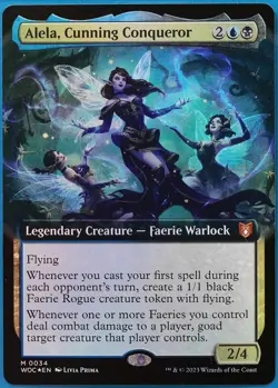 Alela Cunning Conqueror (Extended Art) FOIL Wilds Eldraine Commander MINT 508678 - Image 1