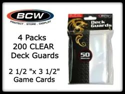 200 BCW Archival Deck Guards CLEAR Acid Free Sleeves For Pokemon & Gaming Cards - Image 1
