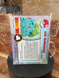 Bulbasaur #01 - Holo Foil - Black Logo - LP - 1999 Pokemon Topps TV Animation - Image 2