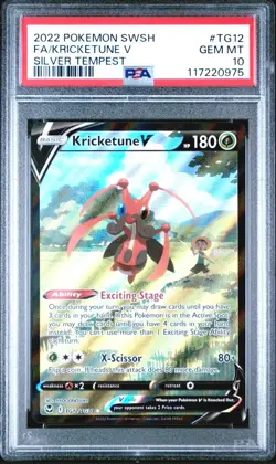 2022 Pokemon FA/Kricketune V #TG12 Silver Tempest Full Art Holo PSA 10 Gem Mint - Image 3