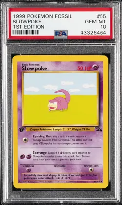1999 POKEMON FOSSIL 1ST ED #55 SLOWPOKE PSA 10 - Image 1