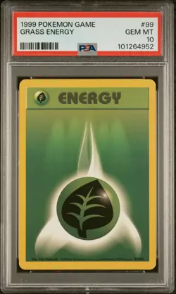 1999 POKEMON BASE SET UNLIMITED #99 GRASS ENERGY PSA 10 - Image 1