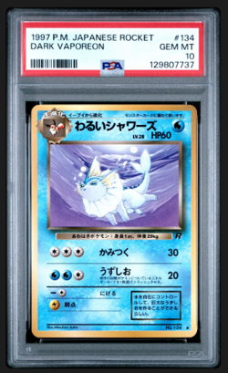 PSA 10 GEM MINT Dark Vaporeon 134 Team Rocket 1997 Japanese Pokemon - Image 1