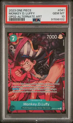 MONKEY D. LUFFY ALTERNATE ART PSA 10 ONE PIECE OP02-PARAMOUNT WAR - Image 1
