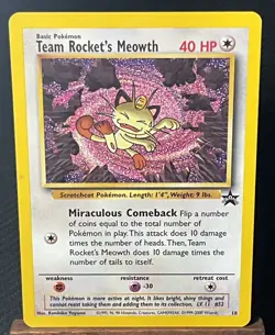 Meowth Pokemon TCG Team Rockets Black Star Promo Card #18 NM - Image 1