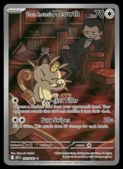 Pokemon Cards Team Rocket's Meowth 203/182 Destined Rivals Illustration Rare NM - Image 1
