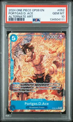 OP08-052 One Piece Card Game TCG Portgas D Ace Rare Alt Art Two Legends PSA 10 - Image 1