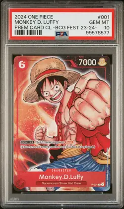ONE PIECE PREMIUM CARD COLLECTION BANDAI CARD GAMES FEST MONKEY D. LUFFY PSA 10 - Image 1