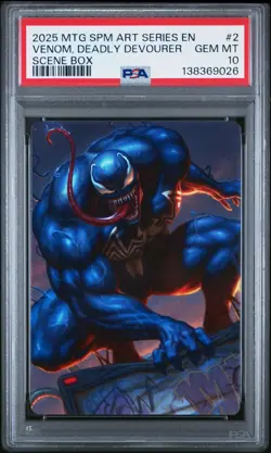 2025 MTG MARVEL'S SPIDER-MAN SCENE BOX ART SER #2 VENOM, DEADLY DEVOURER PSA 10 - Image 1