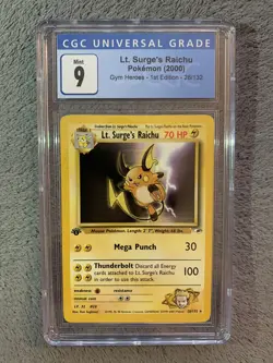 2000 Pokemon 1st Edition Lt. Surge's Raichu 28/132 Gym Heroes CGC 9 (PSA BGS) - Image 1