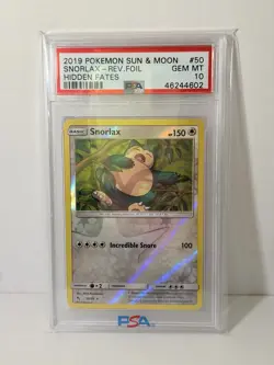 Pokemon 2019 Snorlax 50/68 Hidden Fates Rare Reverse Holo PSA 10 - Image 1