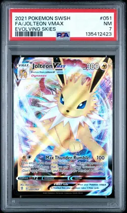 2021 POKEMON SWORD & SHIELD EVOLVING SKIES #051 FULL ART/JOLTEON VMAX PSA 7 - Image 1