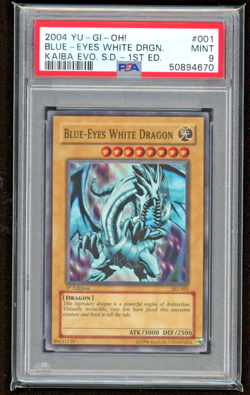 2004 BLUE EYES WHITE DRAGON 1ST ED KAIBA EVO S.D. PSA 9 MINT #001 YUGIOH KONAMI - Image 1
