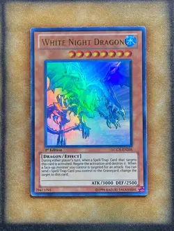 Yugioh White Night Dragon LCGX-EN205 Ultra Rare 1st Ed LP - Image 1