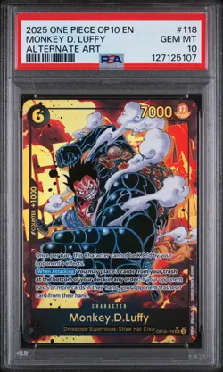 MONKEY D. LUFFY ALTERNATE ART PSA 10 ONE PIECE OP10-ROYAL BLOOD - Image 1