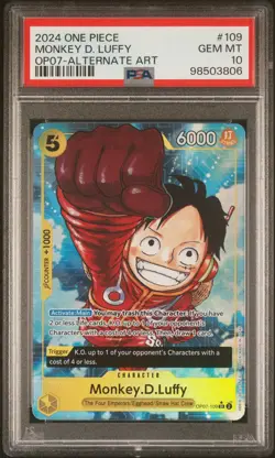 MONKEY D. LUFFY ALTERNATE ART PSA 10 ONE PIECE OP07-500 YEARS IN THE FUTURE - Image 1