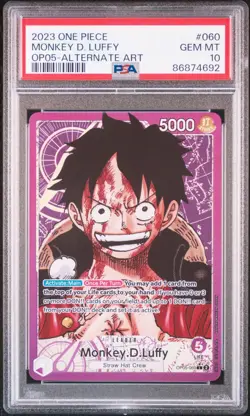 MONKEY D. LUFFY ALTERNATE ART PSA 10 ONE PIECE OP05-AWAKENING OF THE NEW ERA - Image 1
