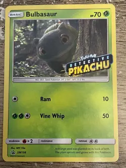 Pokemon Bulbasaur SM198 Promo Detective Pikachu 70 HP Card Pokemon TCG English - Image 1