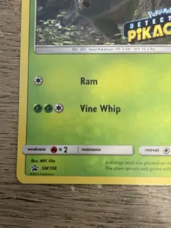 Pokemon Bulbasaur SM198 Promo Detective Pikachu 70 HP Card Pokemon TCG English - Image 4