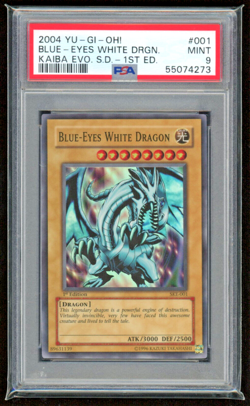 2004 BLUE EYES WHITE DRAGON 1ST ED KAIBA EVO S.D. PSA 9 MINT #001 YUGIOH KONAMI - Image 1
