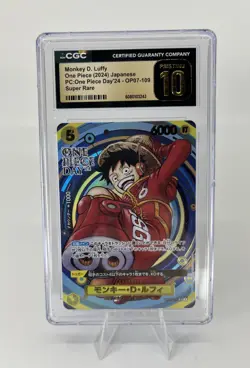 2024 ONE PIECE JAPANESE #OP07-109 MONKEY D. LUFFY CGC 10 PRISTINE ONE PIECE DAY - Image 1