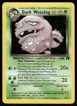 Pokemon Cards Dark Weezing 14/82 UNLIMITED Team Rocket Holo WOTC Rare NM - Image 1