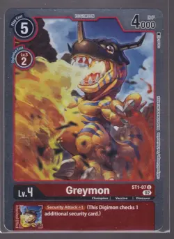 Digimon Greymon ST1-07 Resurgence Booster Foil Trading Card TCG - Image 1