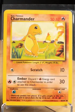 Charmander 46/102 Base Set Unlimited Vintage TCG Pokemon Card LP - Image 1